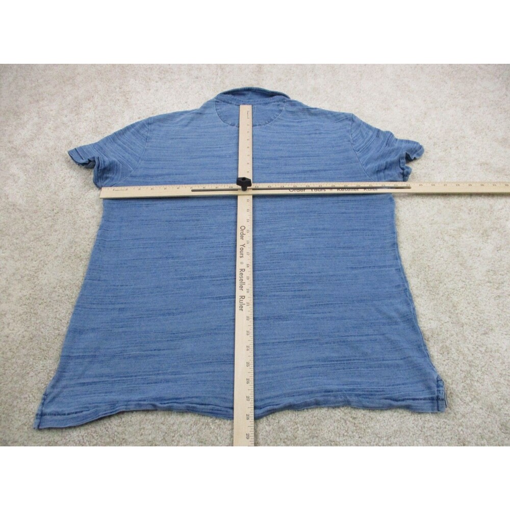 Faherty Polo Shirt Mens Extra Large XL Blue Indigo Dyed Cotton Short Sleeve * - Picture 9 of 12
